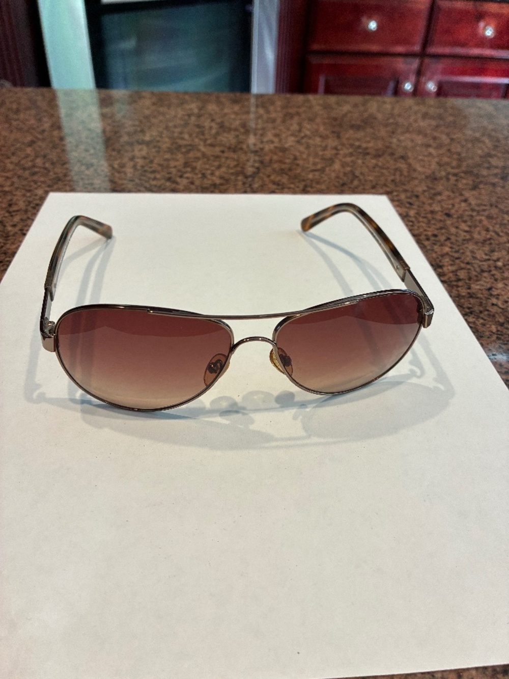 Tory Burch Brown/Silvertone/Tortoise Aviator Sunglasses